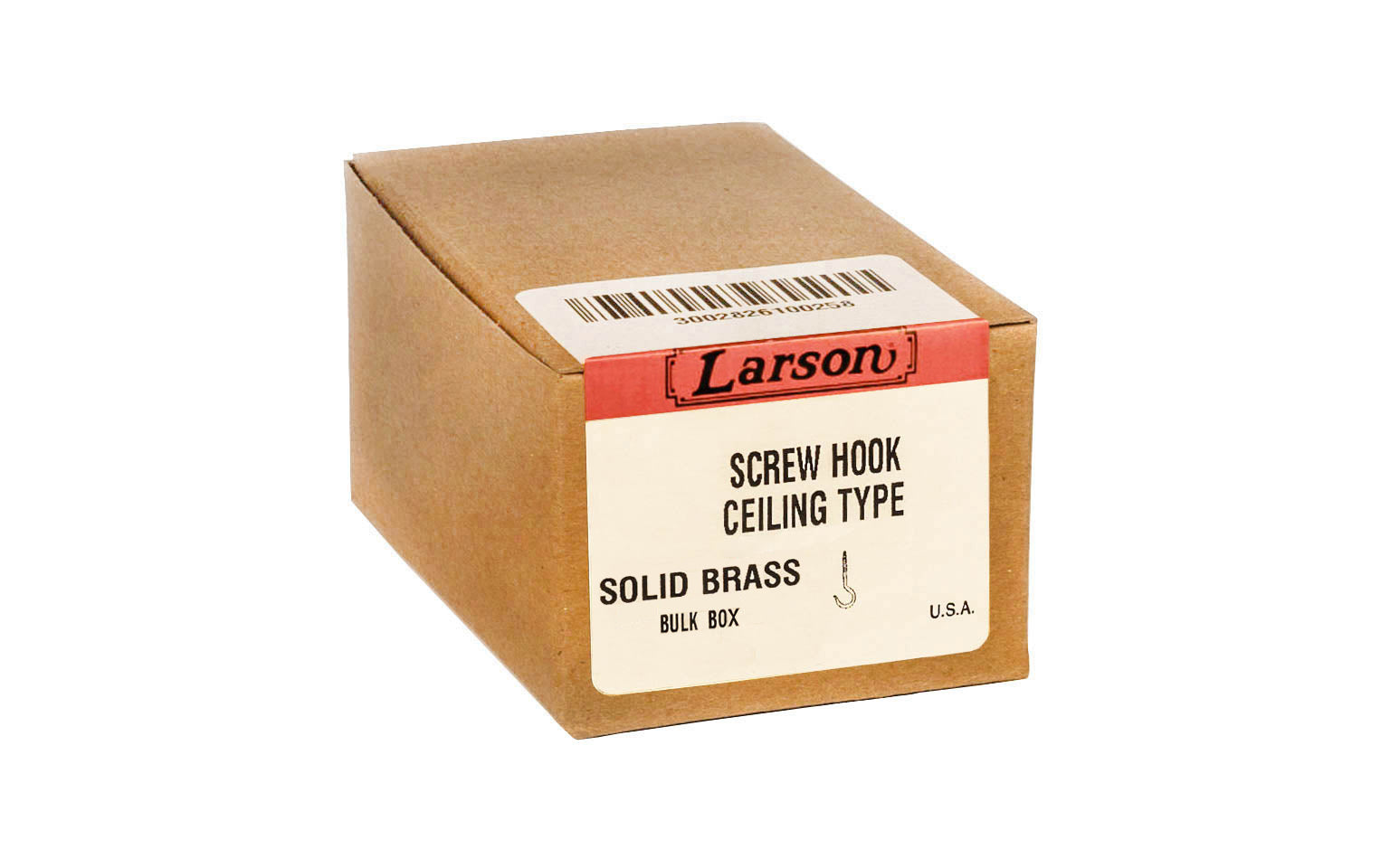 Bulk Box of Solid Brass Ceiling Hooks - Made in USA
