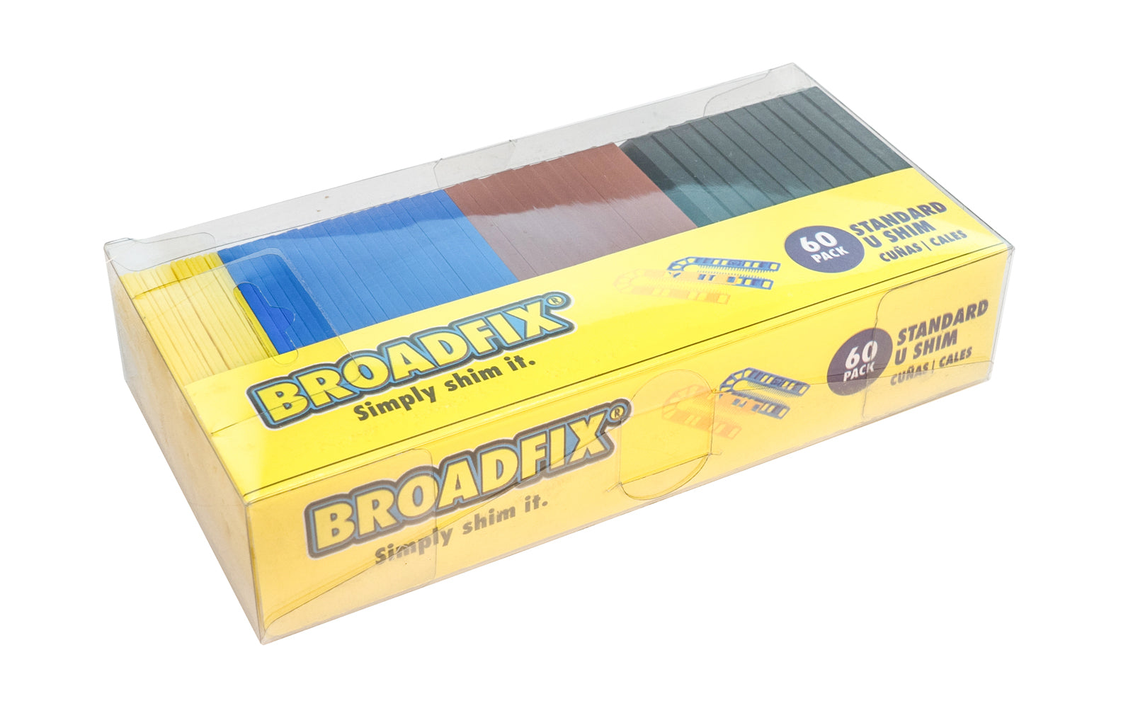 These 4" x 1-3/4" plastic standard U shims by Broadfix are great for a variety of applications. Use for doors, windows, cabinets, countertops, leveling appliances, floors, craft projects etc. 60 pack bundle. Includes 10 each of the following sizes: 1/32" (1 mm), 1/8" (3 mm), 3/16" (5 mm), 1/4" (6 mm). 5060172010981
