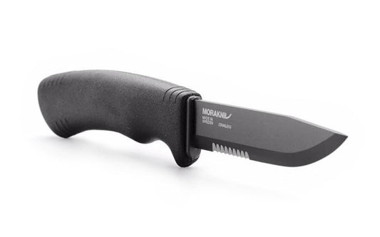 Mora Bushcraft Black Stainless Steel Knife ~ Partial Serration