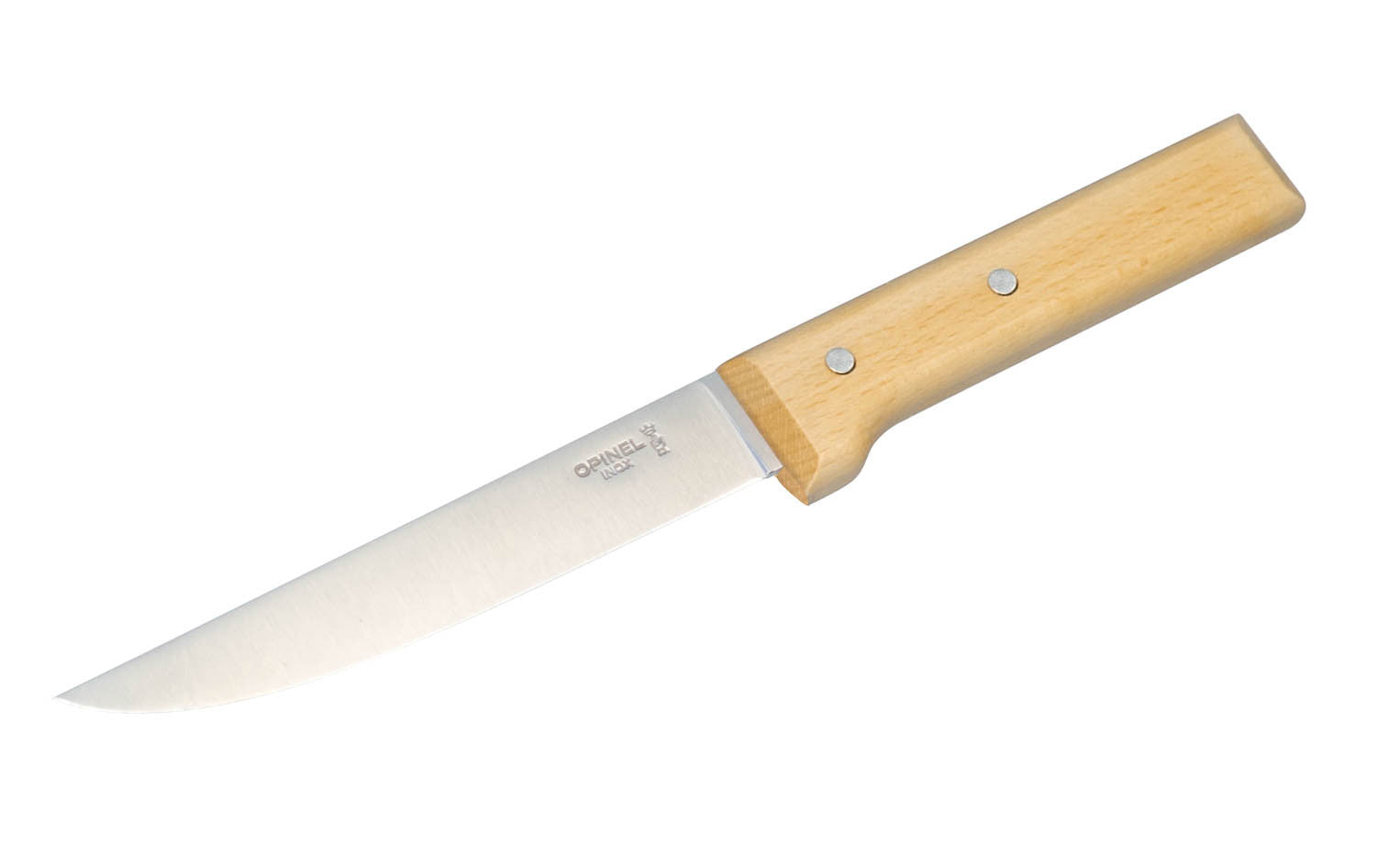 Opinel Carving Knife. Model No. 120 ~ Excellent for carving roasts & meats ~ Well-balanced feel in hand ~ Varnished Beechwood handle.