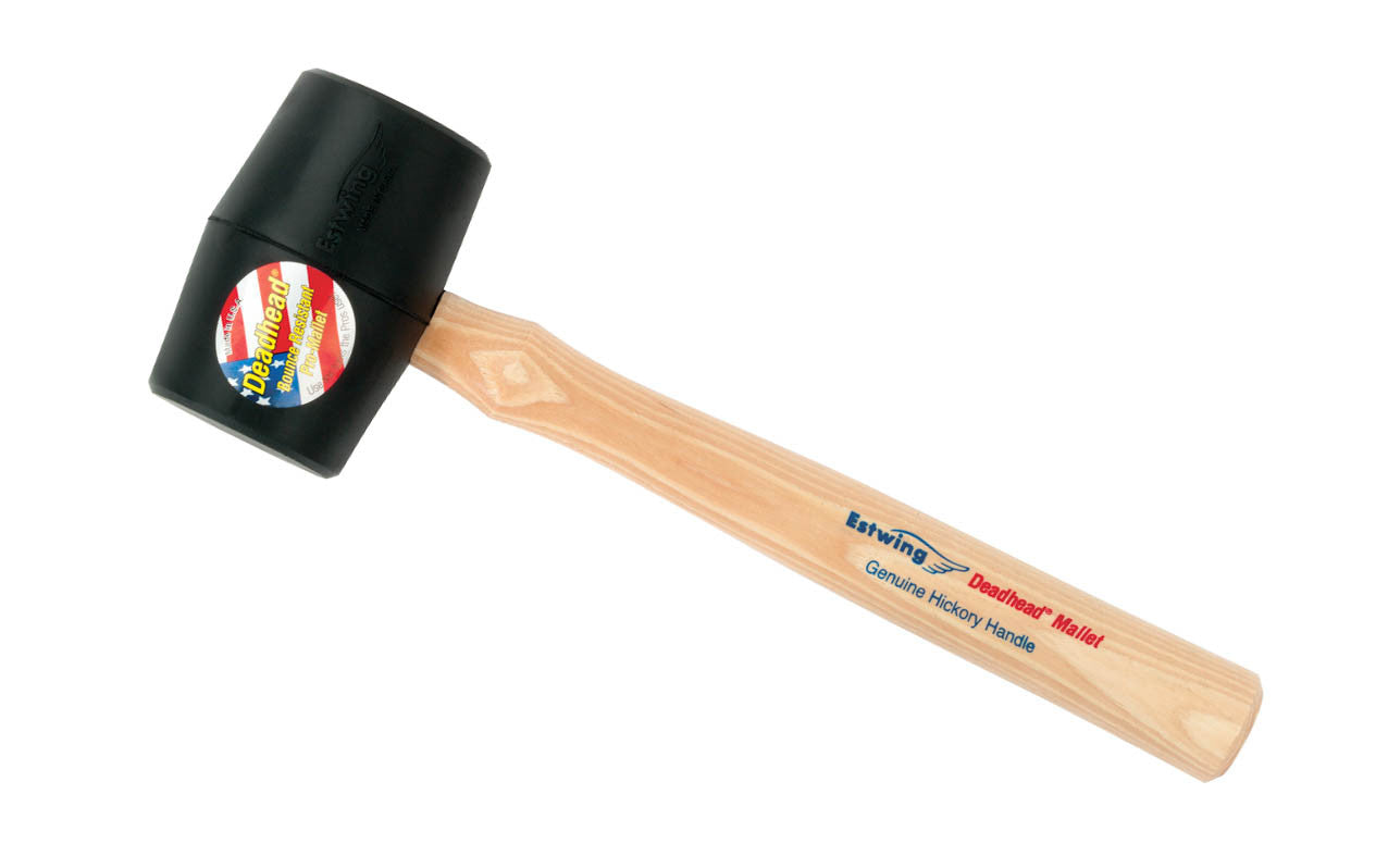 Estwing Black Rubber Mallet ~ Made in the USA ~ The Estwing Black Rubber Mallet is a quality American-made rubber mallet with a bounce-resistant head & genuine Hickory handle. Non-marring on surfaces. Model DH-18 ~ 034139311218