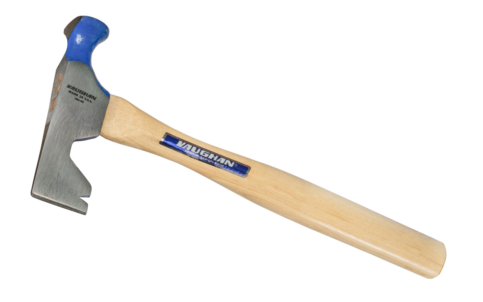 Vaughan Drywall Hatchet - 12 oz ~ WB - Made in USA ~  Model No. WB ~ 12 oz - Vaughan Drywall Hammer Hatchet ~ Flat head for nailing close to corners - Waffle-face on hammer head - Notch can pry nails & help carry drywall - Hickory Hardwood handle -  full polished with milled, crowned face, thin blade, 1-3/4" cutting edge