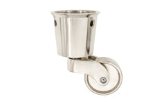 Solid Brass Round Socket Caster ~ 1-1/4" Wheel ~ Polished Nickel Finish