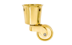 Solid Brass Round Socket Caster ~ 1-1/4" Wheel ~ Non-Lacquered Brass (will patina over time)
