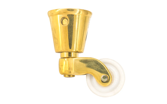 Solid Brass Round Socket Caster With Porcelain Wheel
