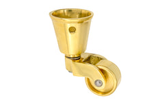 Solid Brass Round Socket Caster ~ 1" Wheel ~ Non-Lacquered Brass (will patina over time)