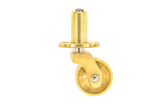 Solid Brass Pivot & Plate Caster ~ 3/4" Wheel ~ Non-Lacquered Brass (will patina over time)