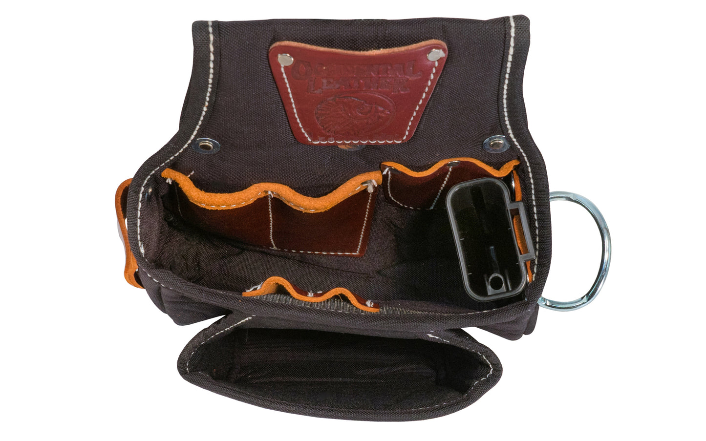 Occidental Leather "Oxy Finisher" Tool Bag ~ Model 9521 - Fits a 3" work belt - Pouch - Compact bag is ideal for trim, light framing & finish work. Innovative, round-bottom, full capacity, two-ply foam core main & outer bags hold shape empty or loaded. Made of industrial nylon material & genuine leather. 759244201901