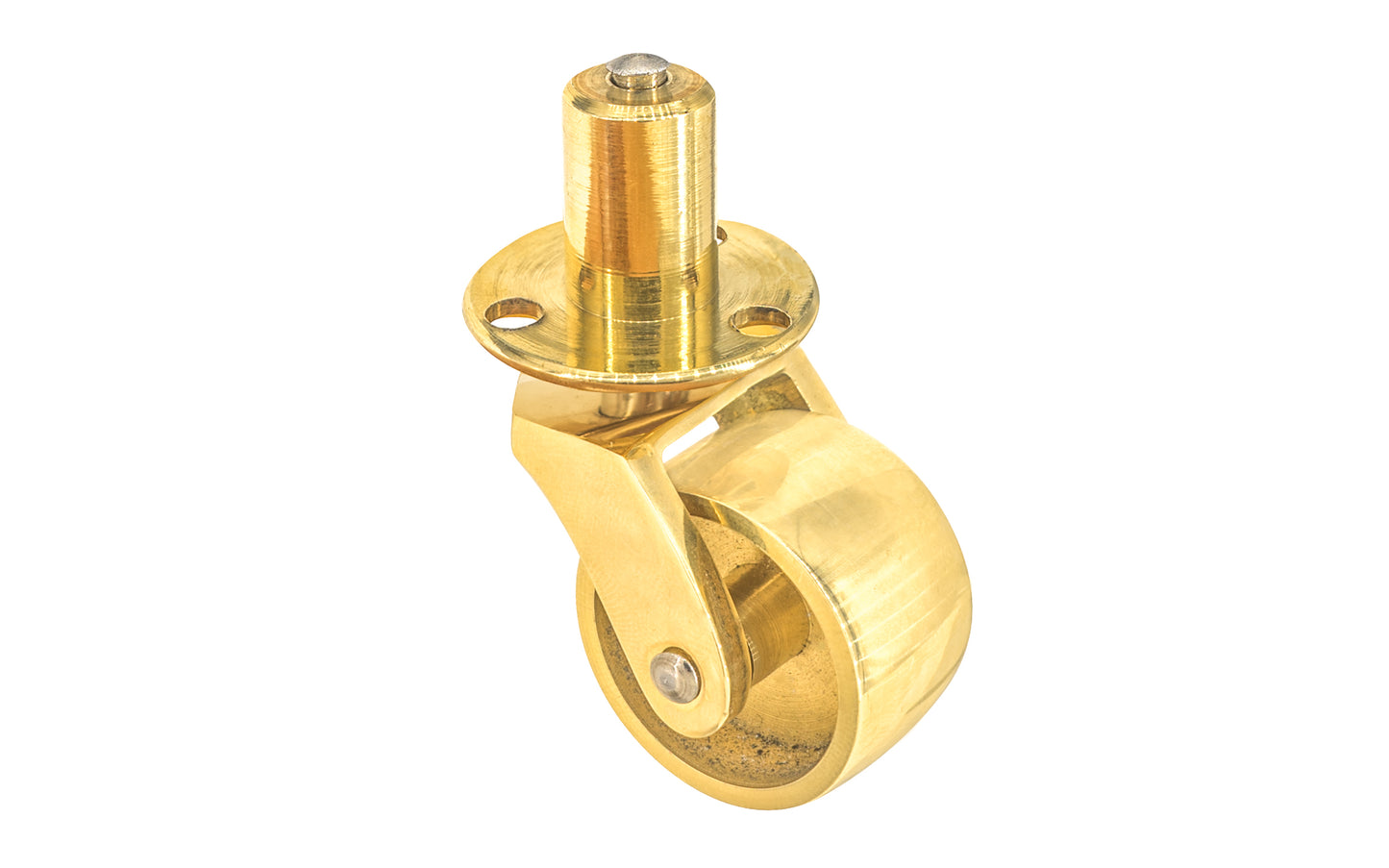 Solid Brass Pivot & Plate Caster ~ 1" Wheel ~ Non-Lacquered Brass (will patina over time)
