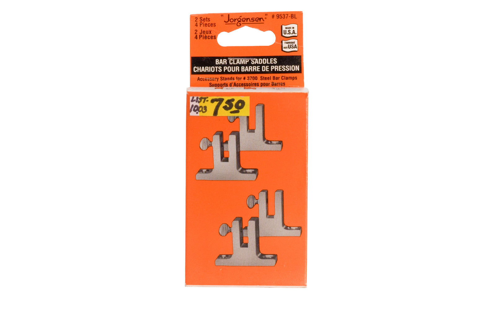 Jorgensen Bar Clamp Saddles ~ 9537-BL. Accessory stands for series #3700 steel bar clamps.  Made in USA. 044295953702