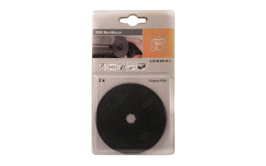 Fein HSS 3-1/8" Circular Saw Blade - 63502097011. 3-1/8" Diameter. Sold as two blades in pack. Made in Germany.   