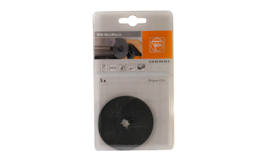 Fein HSS 2-1/2" Circular Saw Blades 5 Pack - 63502096050. 2-1/2" Diameter (63 mm). Sold as five blades in pack. Made in Germany. 4014586291680
