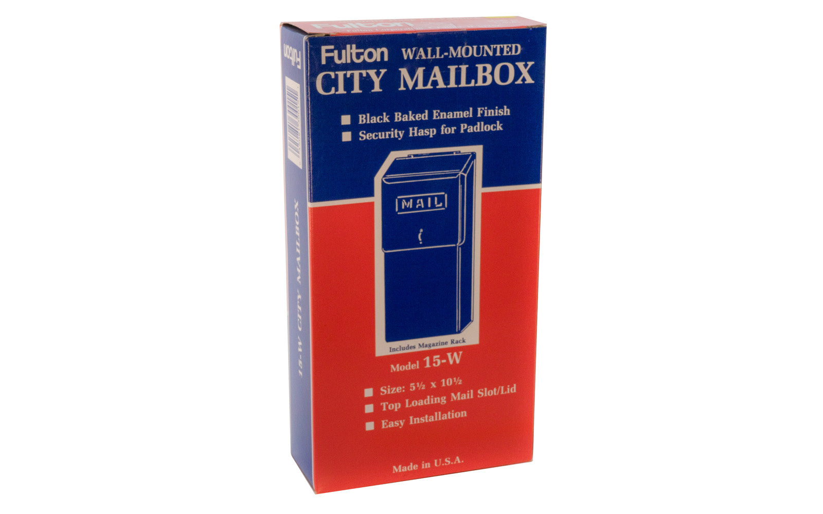 Fulton Wall Mounted Vertical Mailbox - Model 15-W.  Top loading mail slot / lid. 5-1/2