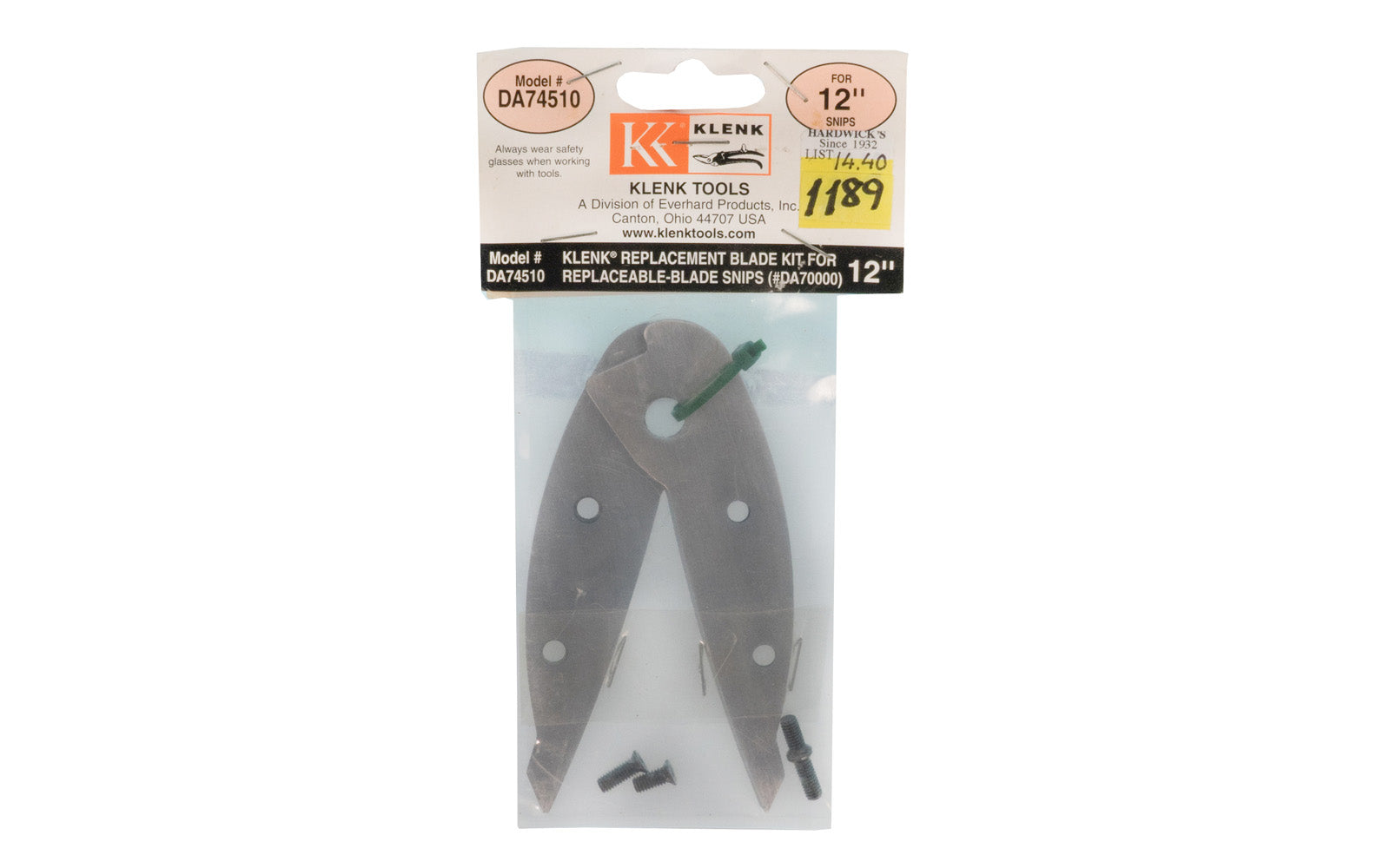 Klenk Replacement Blades for Aluminum Handle Snips. 095412101438. Model No. DA74510. Designed for 12" Snips.