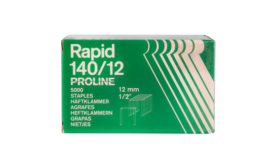 Rapid 1/2" (12 mm) Staples - Rapid Proline Model 140/12.  5000 Pack. Rapid Tools, Hestra, Sweden. 7313469140099