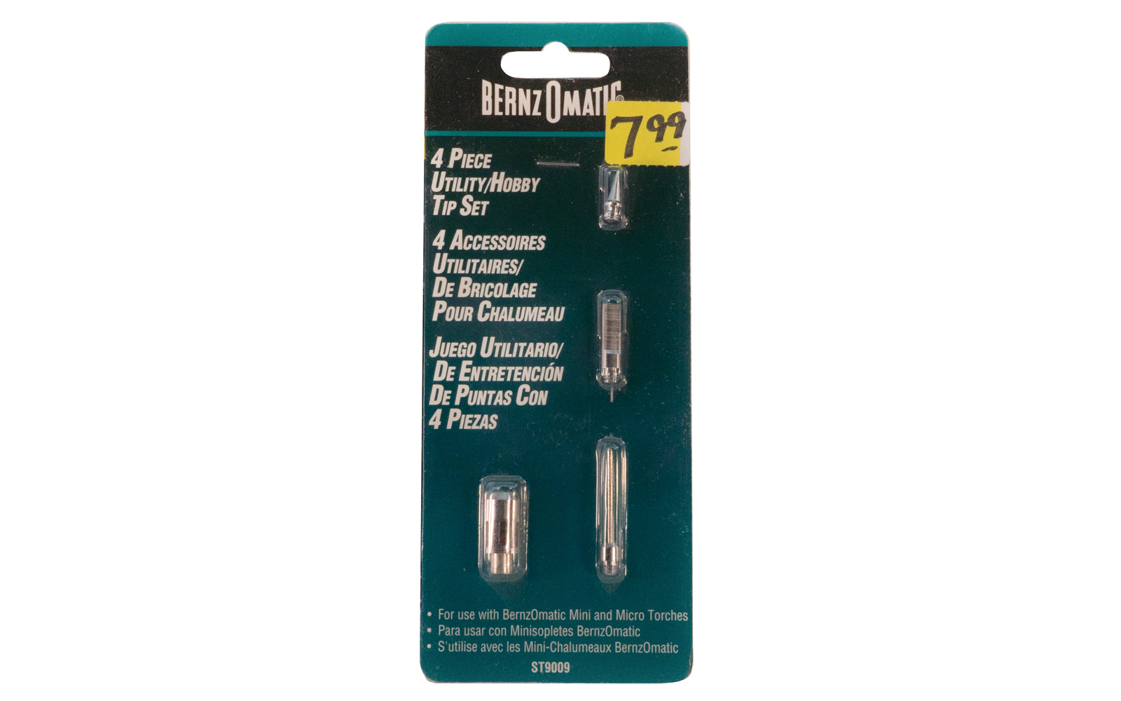 Bernzomatic 4-Piece Utility Hobby Tip Set. Designed for use with Bernzomatic mini & micro torches. Bernzomatic Model ST9009.