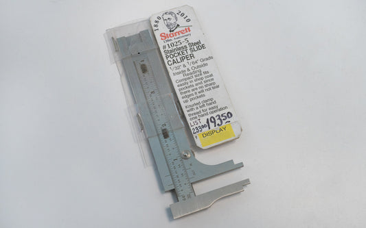 Starrett 1025-5 Stainless Steel Pocket Slide Caliper. 1/32" & 1/64" Grads. Made in USA.