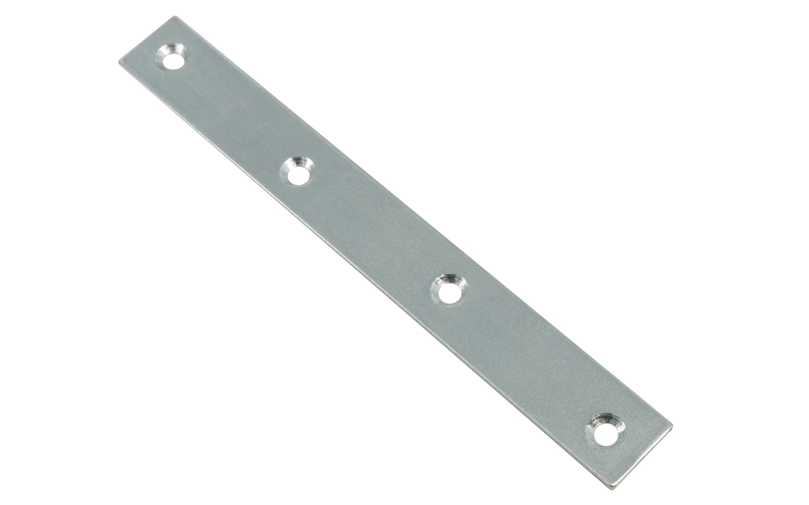 8" Zinc-Plated Mending Plate. These flat mending plate irons are designed for furniture, cabinets, shelving support, etc. Allows for quick & easy repair of items in the workshop, home, & other applications. Made of steel material with a zinc plated finish. Countersunk holes. 8" long size.  Screws not included.