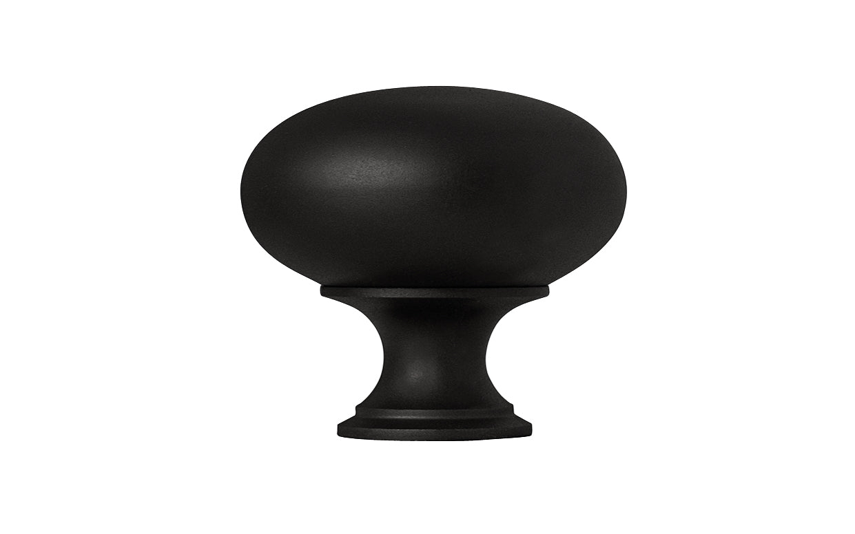Vintage-style Hardware · Traditional & Classic Brass Knob with a Satin Black Finish. 1-1/2" diameter size knob. Made of high quality brass, this stylish round cabinet knob has a smooth look & feel on a pedestal shaped base. Works great in kitchens, bathrooms, on furniture, cabinets, drawers. Authentic reproduction hardware.