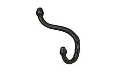 A charming vintage-style triple prong black cast-iron acorn hook. Great for use in hallways, hall trees, coat racks, kitchens, bedrooms, & many other places. The hook is made of strong cast iron material, making it durable for heavy coats, bags, & clothing. Three prongs on the hook with acorn tips.