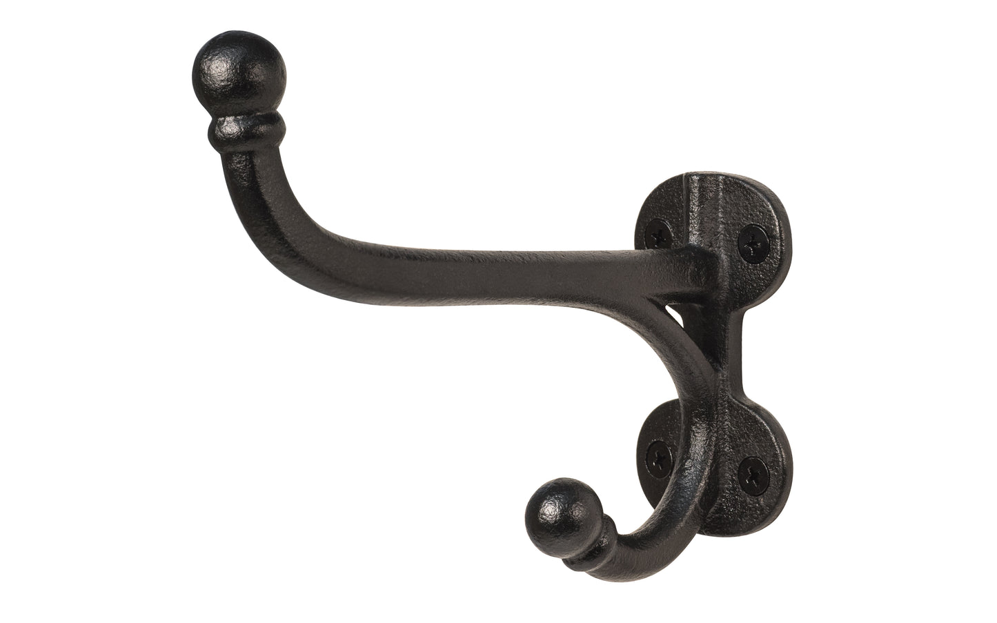 Large Cast Iron Harness Hook 6-3/8 Projection ~ A large & handsome vintage-style harness hook. Excellent for use in hallways, mudrooms, kitchens, & many other places. The hook is made of strong cast iron material, making it excellent for heavy coats, bags, & clothing. It also has a double hook, making it great to hang multiple items. 