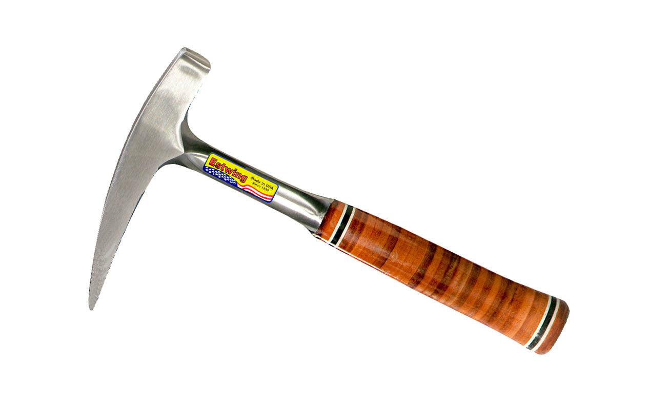 Estwing Rock Pick Geologist Hammer with Leather Grip ~ Model E30 ~ Made in the USA ~ The Estwing Rock Pick Geologist Hammer with Leather Grip is the #1 choice of geologists! One-forged tempered steel piece with strong pointed tip. 0034139613817