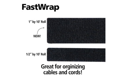 FastCap Fastwrap - Velcro Wrap - 1/2" x 10' ~ 1" x 10' ~ Excellent for wires, cables, USB & extension cables - Home & workshop