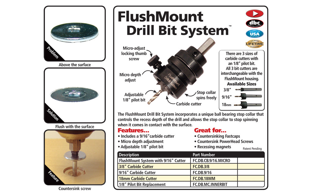 FastCap FlushMount Drill Bit System