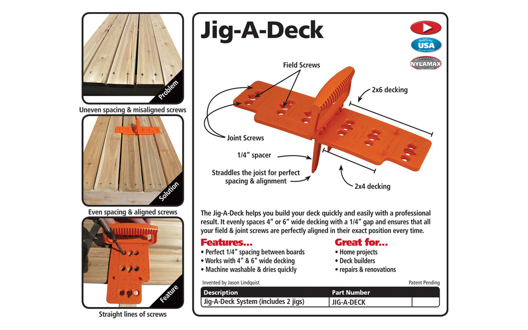 FastCap Jig-A-Deck - Deck Spacer & Fastener Alignment Tool