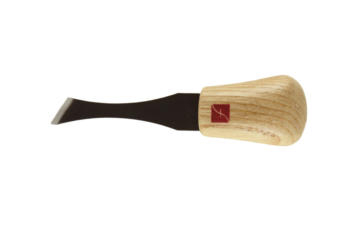 Made in USA • Model FR407 ~ Palm Carving Tool is great for carving smaller sized projects. Handle fits comfortably in the palm for good close control to your work. The blade is made of High Carbon Steel. Cutting edge is hand honed & polished - Double Bevel Skew - #2 x 9/16" (15 mm) - wide blade - No. 2 - Micro Skew