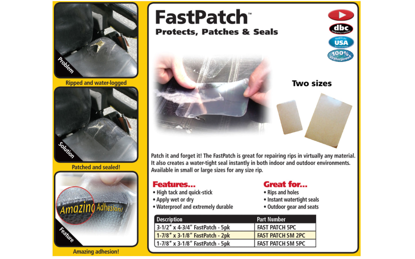 FastCap FastPatch 5 Pack - 3-1/2" x 4-7/8" ~ Made in USA