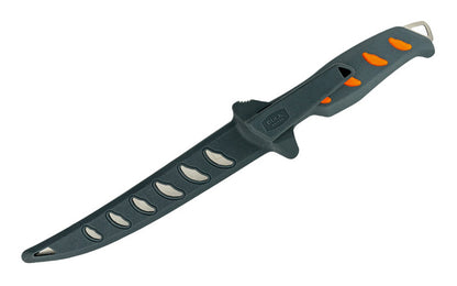 This Buck Knives 144 Hookset 6" Fillet Knife is designed to aid in all your freshwater excursions. Utilizing glass-reinforced polypropylene with TPE rubber, the handle is crafted to provide you with an all-weather grip. The 6" blade for this filler is flexible, satin-finished, & crafted with 5Cr15MoV steel for excellent edge retention. 11-1/2" overall length.