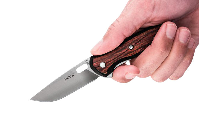 Buck Knives 341 Vantage Avid Small Folding Knife is a great choice for an easy opening pocket knife. This knife can be opened by either using the flipper on top of the knife or by the thumb hole on the blade. Either option allows you a smooth one-handed opening action. Made in USA. Model 0341RWS-B. 033753124204