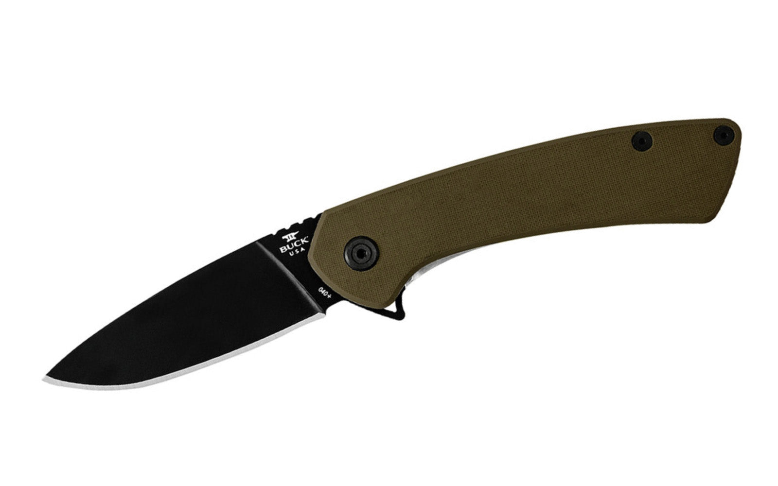 The Buck Knives 040 Onset Folding Knife has a blade made of S45VN Steel with Cerakote coating & an olive drab (OD Green) G10 handle. Frame lock pocket knife provides security & strength. Ball bearings & a blade flipper ensure smooth, one-hand opening. Pocket clip attached to knife. Made in USA. Model 0040GRS-B