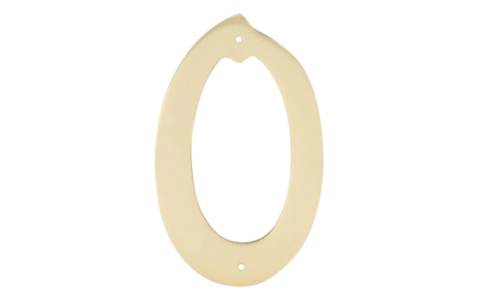 Number Zero Soild Brass House Number in a 4" Size. Made of solid brass material - 1/16" thickness. Lacquered brass finish. Mounting nails included. #0 House Number. Hy-Ko Model No. BR-40/0. 029069200909