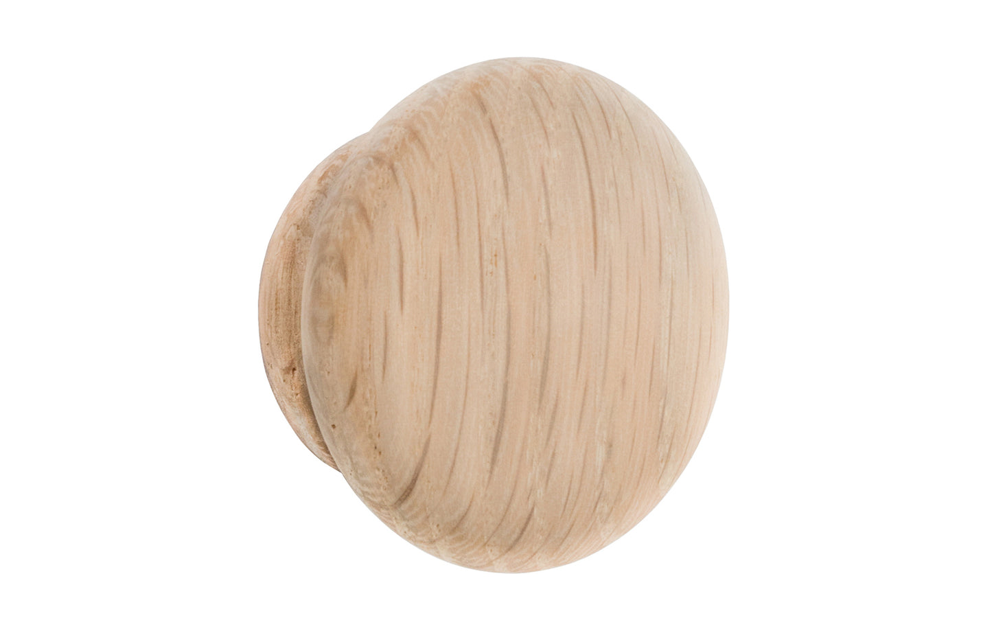 A classic oak wood round cabinet knob, & may be stained, painted, or varnished if desired. Late 19th Century, American-Oak, Craftsman style of hardware. Great for a wide variety of uses including drawers, kitchen cabinets, smaller doors, furniture, cabinet doors. 1-3/4" diameter knob.