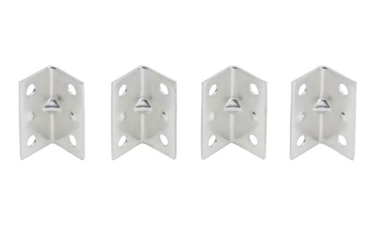 1-1/2" x 3/4" Zinc-Plated Corner Braces - 4 Pack ~ These corner braces are designed for furniture, countertops, shelving support, etc. Allows for quick & easy repair of items & other home, workshop, & industrial applications. Made of steel material with a zinc plated finish. 4 Pack. National Hardware Model N206-920. 038613206922. 