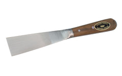 Crown Tools 1-1/2" (38 mm) Filing Knife with a flexible spring-tempered blade. High quality putty knife for filing holes, cracks, etc. Walnut wood handle. Made in Sheffield, England. Model 311.