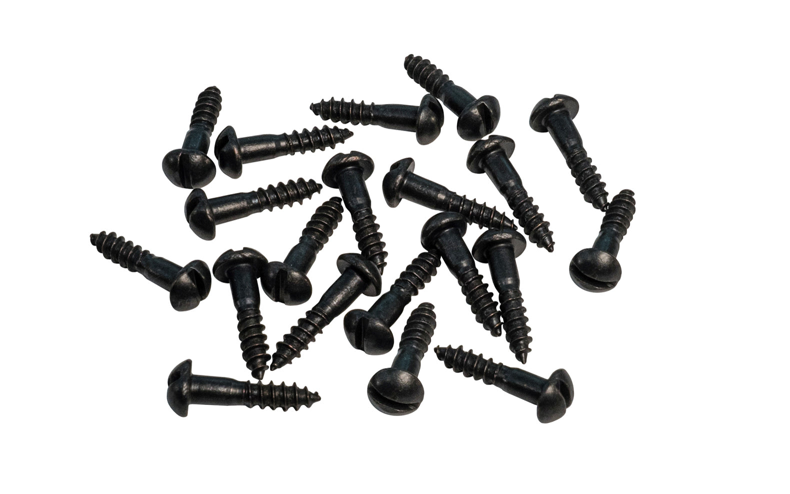 Solid Brass #5 x 5/8" Round Head Slotted Wood Screws. Traditional & classic vintage-style wood screws. Sold as 20 pieces in a bag. Oil Rubbed Bronze finish. Slotted Head