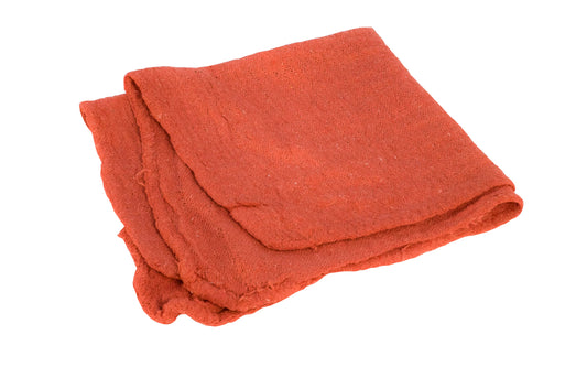 100% Cotton Red Shop Towels. Commercial / Industrial Grade, approx 14" x 15" in size. Great for tools, grease, grime, wiping spills & dirt, oil, & fluids, etc.
