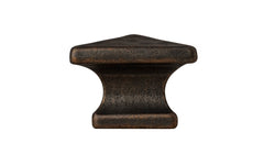 Vintage-style Hardware · Solid Brass Hammered Pyramid Knob ~ 1-1/4" Square. Hammered antique copper cabinet knob. Designed in the Mission or Arts & Crafts style, Gustav Stickley style hardware. Rustic hammered Square Pyramid Knob. Antique copper finish. Reproduction hardware. 1-1/4" x 1-1/4" square.