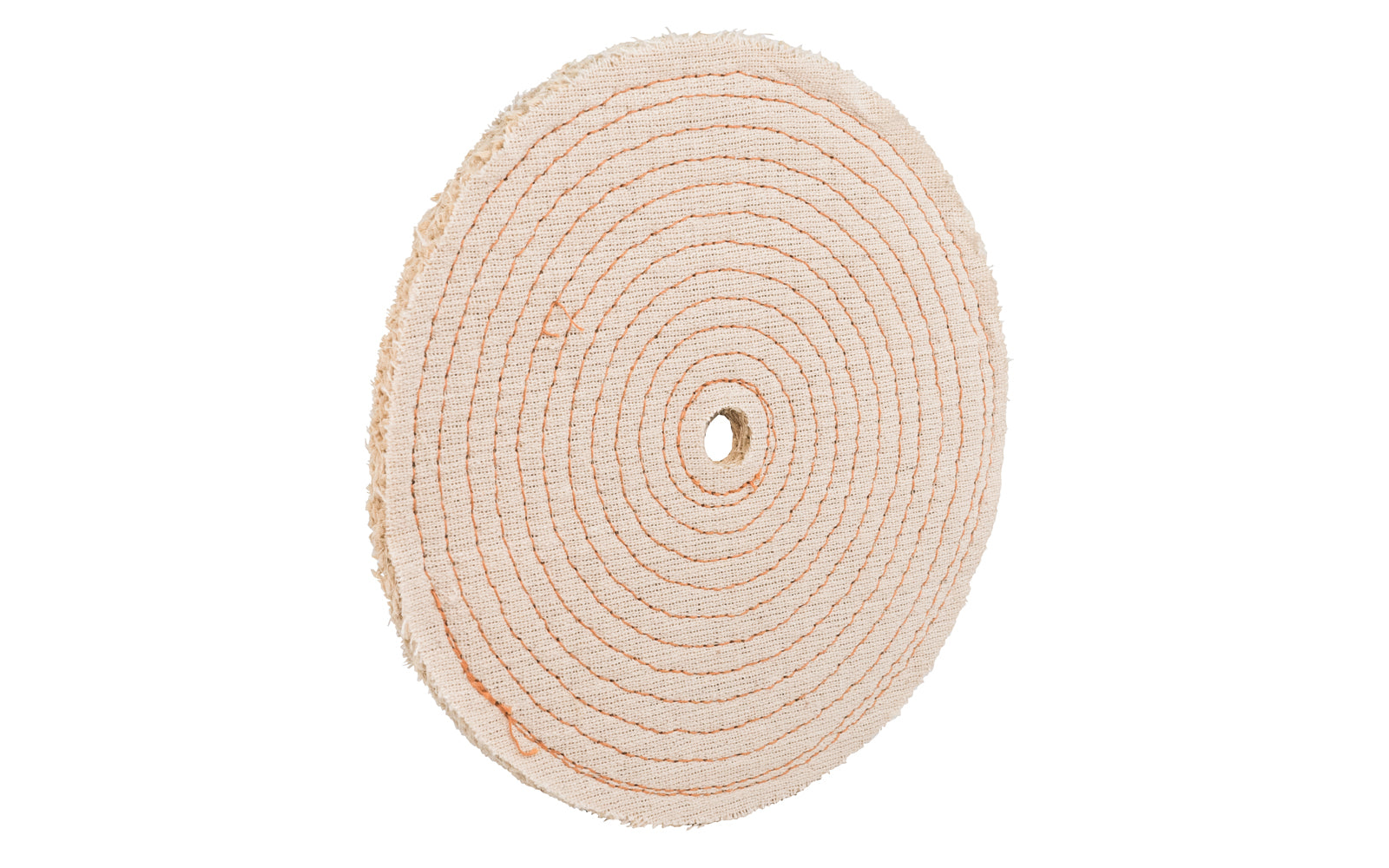 10" Sisal Buffing Wheel ~ 1/2" Thick is for aggressive cutting & coarse buffing. 3/4" hole diameter. 1/2" wide thickness. Made in USA. Sisal wheel for aggressive & fast cutting. Great for steel, iron, stainless & other hard metals. Held together with 1/4" wide spiral sewn lockstitch sewing & covered with cotton ~ Dico Polishing Company 528-38-10