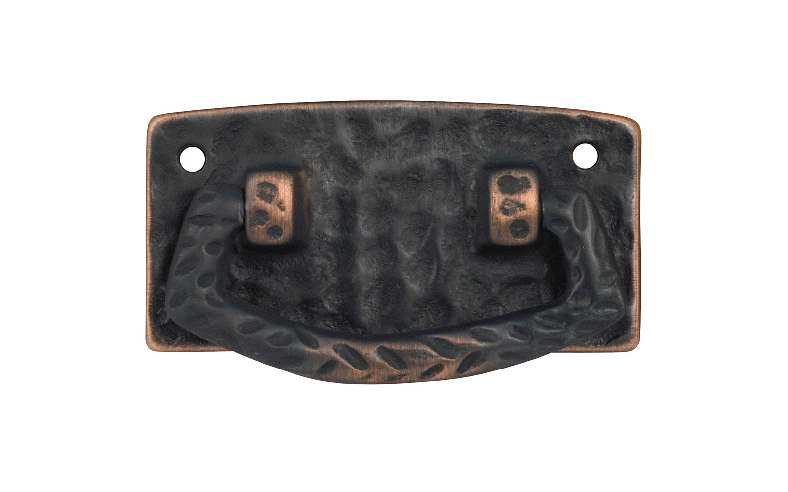 Vintage-style Hardware · Solid Brass Hammered Drop Pull. The pull plate has a hammered surface that gives a rustic & stylish look. Designed in the Mission or Arts & Crafts style, Gustav Stickley style hardware. Antique copper finish trim.