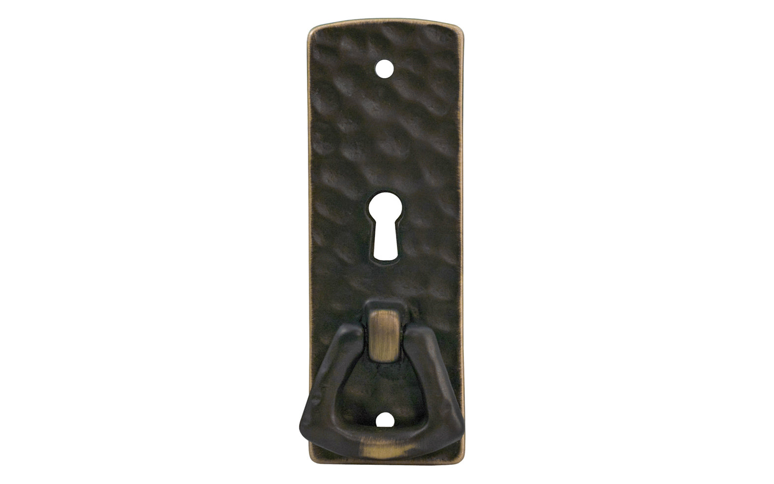 Vintage-style Hardware · Solid Brass Hammered Keyhole & Drop Pull. The finger pull has a hammered surface that gives a rustic & stylish look. Designed in the Mission or Arts & Crafts style, Gustav Stickley style hardware. Antique brass finish trim 