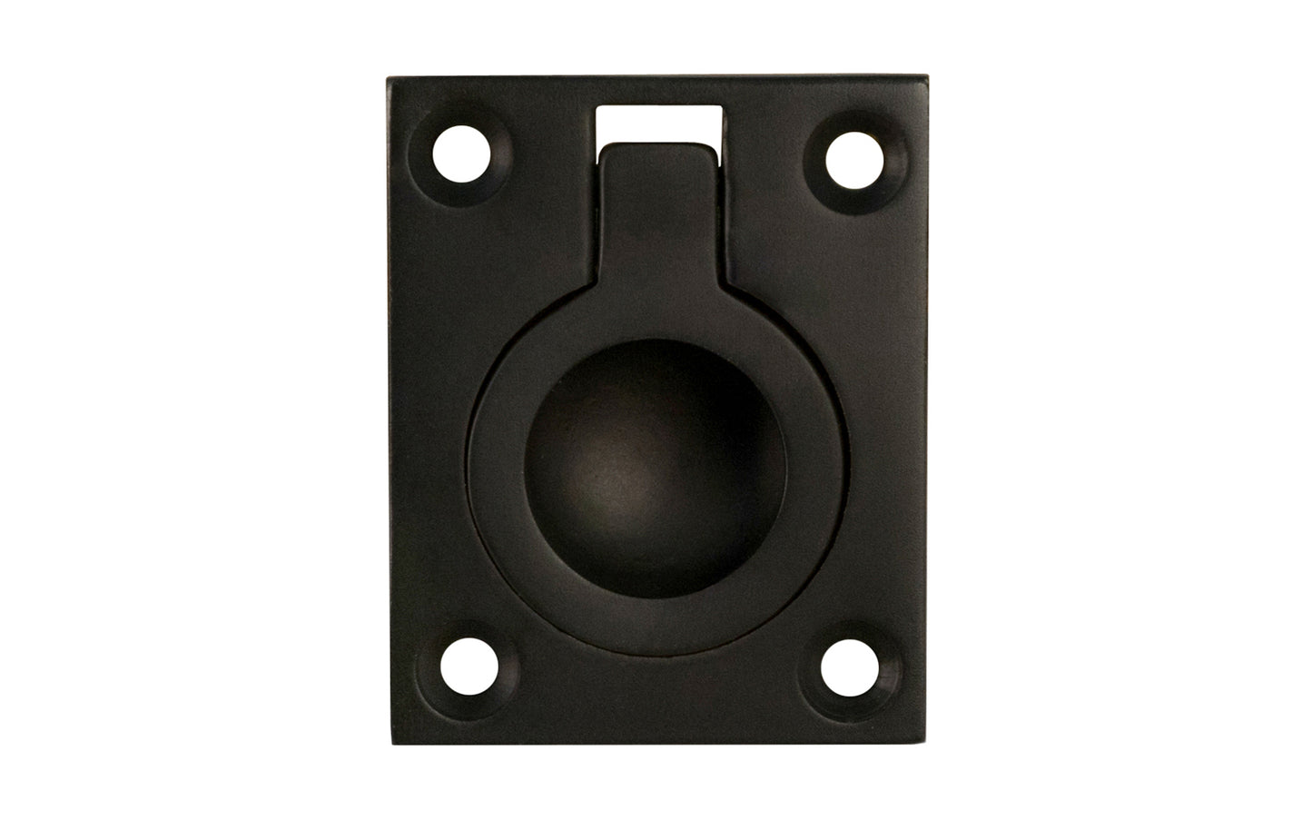 A classic & traditional flush mount recessed ring pull. High quality solid brass, this finger ring pull is thick & stout for durability. For sliding cabinet doors, trap doors, hatches, small boxes, etc. 1-3/4" high x 1-7/16" wide. Oil Rubbed Bronze Finish.