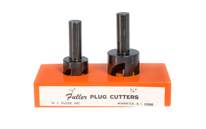 2-piece plug cutter set of sizes 1/2" & 5/8" plug cutters - Model No. 11696002 - Made in USA · Set includes wood block holder - Made of carbon steel, heat treated, & hardened for long tool life ~ Four flutes for clean cutting & accurate boring ~ For use in soft woods & most hardwoods. 807200047701