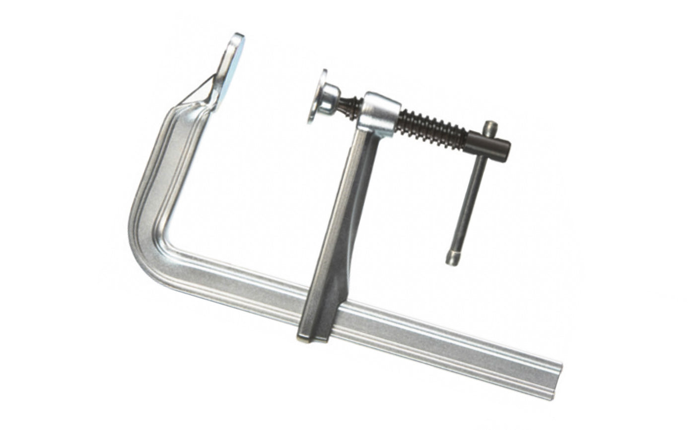 This 8" Bessey All-Steel "F-Style" Bar Clamp 1200-S8 has a patented rail profile that offers more clamp force with fewer spindle turns. U-shaped sliding arm offers straight line power for great stability. Heat treated, high carbon Acme threaded screw is tempered & quenched, which gives greater load capacity.