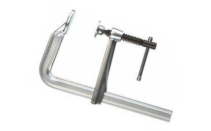 This 8" Bessey All-Steel "F-Style" Bar Clamp 1200-S8 has a patented rail profile that offers more clamp force with fewer spindle turns. U-shaped sliding arm offers straight line power for great stability. Heat treated, high carbon Acme threaded screw is tempered & quenched, which gives greater load capacity.