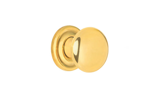 Vintage-style Hardware · Classic & traditional solid core unlacquered solid brass cabinet knob. 5/8" diameter knob. Made of a quality solid brass core, this stylish knob has a smooth & weighty feel & comes with an optional rosette backplate piece. Non-lacquered brass (the unlacquered brass will patina over time).