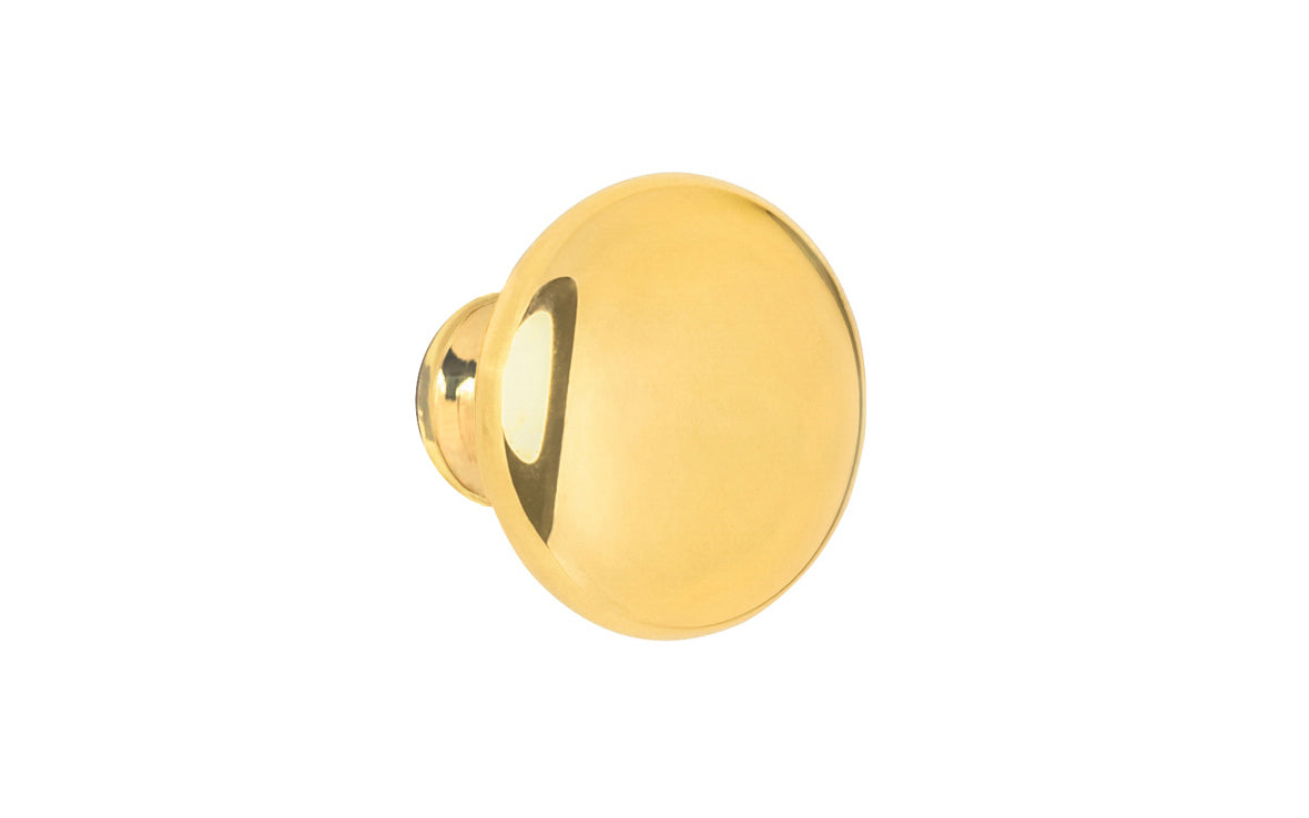 Vintage-style Hardware · Classic & traditional solid core unlacquered solid brass cabinet knob. 3/4" diameter knob. Made of a quality solid brass core, this stylish knob has a smooth & weighty feel & comes with an optional rosette backplate piece. Non-lacquered brass (the unlacquered brass will patina over time).
